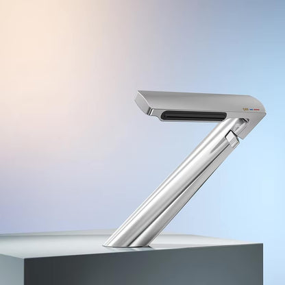 Modern Angular Basin Faucet with Adjustable Waterfall